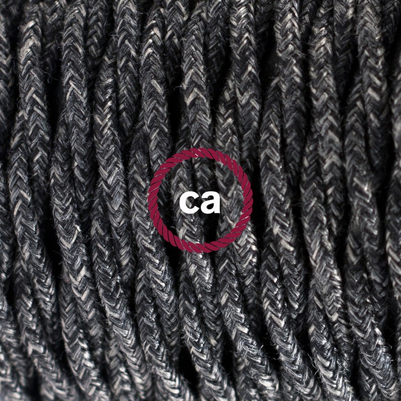 Pendel único, lámpara colgante cable textil Antracita en Lino Natural TN03