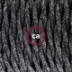 Pendel único, lámpara colgante cable textil Antracita en Lino Natural TN03