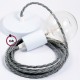 Pendel único, lámpara colgante cable textil Gris en Lino Natural TN02