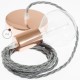Pendel único, lámpara colgante cable textil Gris en Lino Natural TN02