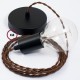 Pendel único, lámpara colgante cable textil Negro e Whiskey en tejido Efecto Seda TZ22