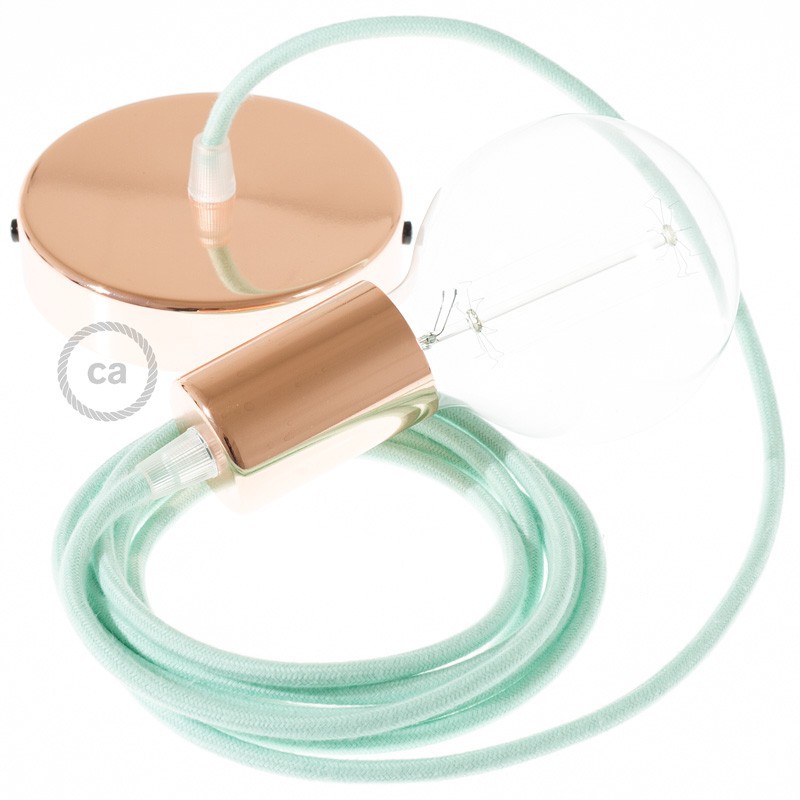 Pendel único, lámpara colgante cable textil Leche y Menta en Algodón RC34