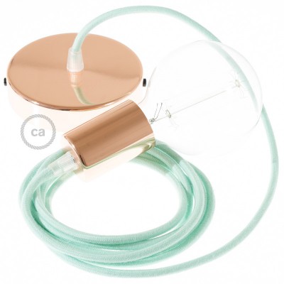 Pendel único, lámpara colgante cable textil Leche y Menta en Algodón RC34