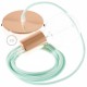 Pendel único, lámpara colgante cable textil Leche y Menta en Algodón RC34