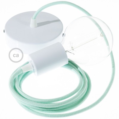 Pendel único, lámpara colgante cable textil Leche y Menta en Algodón RC34