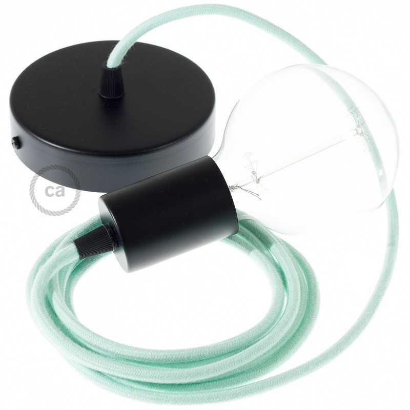 Pendel único, lámpara colgante cable textil Leche y Menta en Algodón RC34