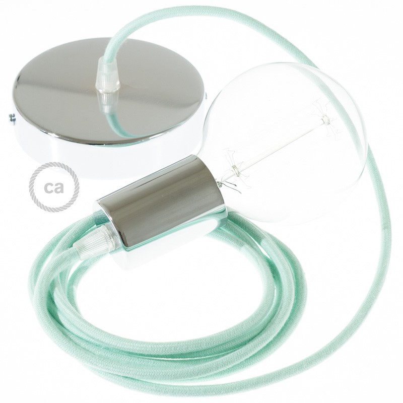 Pendel único, lámpara colgante cable textil Leche y Menta en Algodón RC34