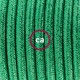 Pendel único, lámpara colgante cable textil Verde Glitter RL06