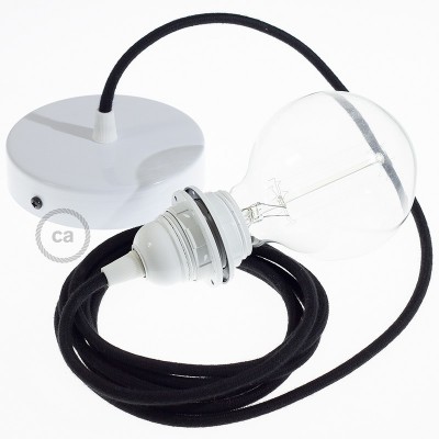 Pendel para pantalla, lámpara colgante cable textil Negro en Algodón RC04