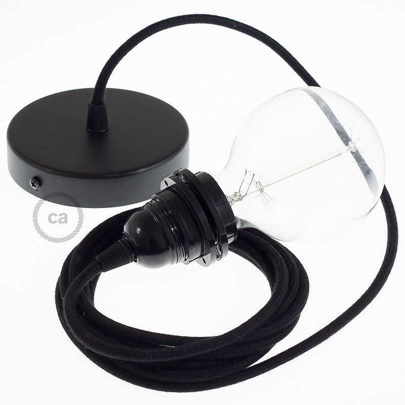 Pendel para pantalla, lámpara colgante cable textil Negro en Algodón RC04