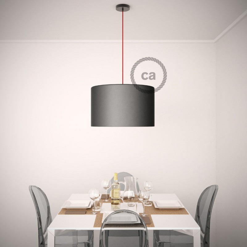 Pendel para pantalla, lámpara colgante cable textil Negro en Algodón RC04