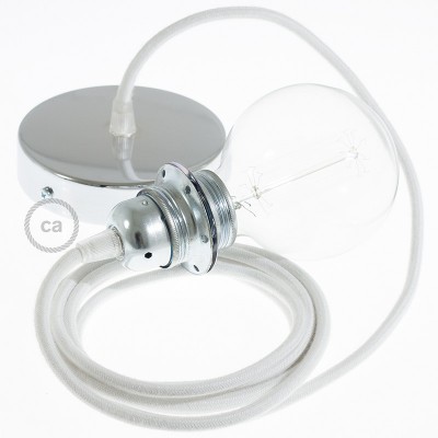 Pendel para pantalla, lámpara colgante cable textil Blanco en Algodón RC01