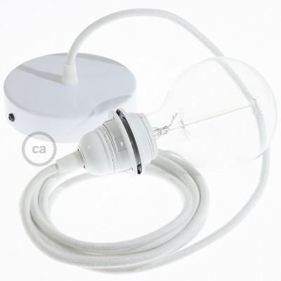 Pendel para pantalla, lámpara colgante cable textil Blanco en Algodón RC01