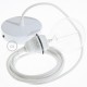 Pendel para pantalla, lámpara colgante cable textil Blanco en Algodón RC01