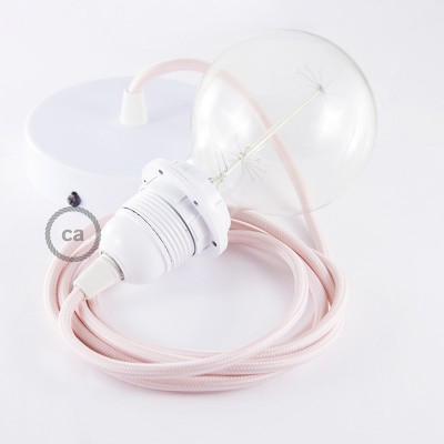 Pendel para pantalla, lámpara colgante cable textil Rosa Baby en tejido Efecto Seda RM16