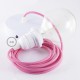 Pendel para pantalla, lámpara colgante cable textil Fuchsia en tejido Efecto Seda RM08