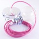 Pendel para pantalla, lámpara colgante cable textil Fuchsia en tejido Efecto Seda RM08