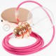 Pendel para pantalla, lámpara colgante cable textil Fuchsia en tejido Efecto Seda RM08