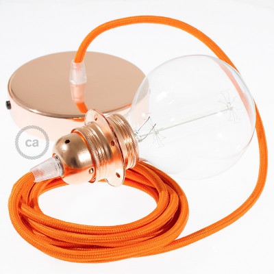 Pendel para pantalla, lámpara colgante cable textil Naranja en tejido Efecto Seda RM15