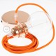 Pendel para pantalla, lámpara colgante cable textil Naranja en tejido Efecto Seda RM15