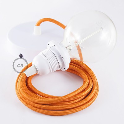 Pendel para pantalla, lámpara colgante cable textil Naranja en tejido Efecto Seda RM15
