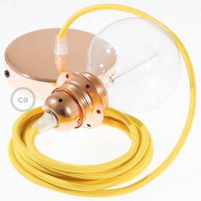 Pendel para pantalla, lámpara colgante cable textil Amarillo en tejido Efecto Seda RM10
