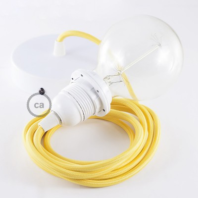 Pendel para pantalla, lámpara colgante cable textil Amarillo en tejido Efecto Seda RM10