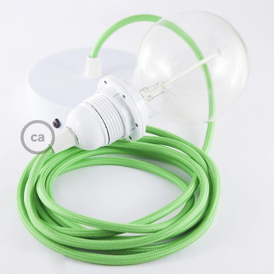 Pendel para pantalla, lámpara colgante cable textil Verde Lima en tejido Efecto Seda RM18