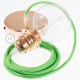 Pendel para pantalla, lámpara colgante cable textil Verde Lima en tejido Efecto Seda RM18