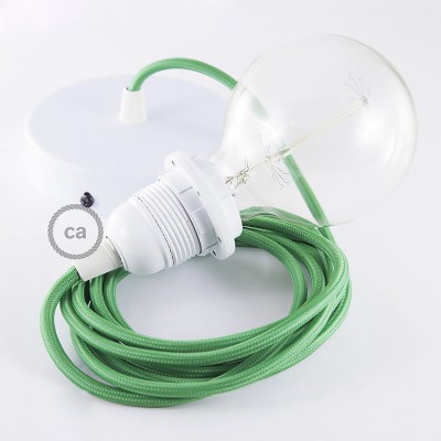 Pendel para pantalla, lámpara colgante cable textil Verde en tejido Efecto Seda RM06