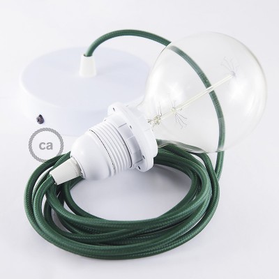 Pendel para pantalla, lámpara colgante cable textil Verde Oscuro en tejido Efecto Seda RM21