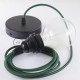 Pendel para pantalla, lámpara colgante cable textil Verde Oscuro en tejido Efecto Seda RM21