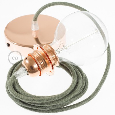 Pendel para pantalla, lámpara colgante cable textil Gris Verde en Algodón RC63