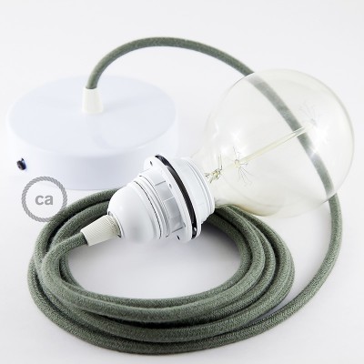 Pendel para pantalla, lámpara colgante cable textil Gris Verde en Algodón RC63