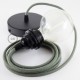 Pendel para pantalla, lámpara colgante cable textil Gris Verde en Algodón RC63