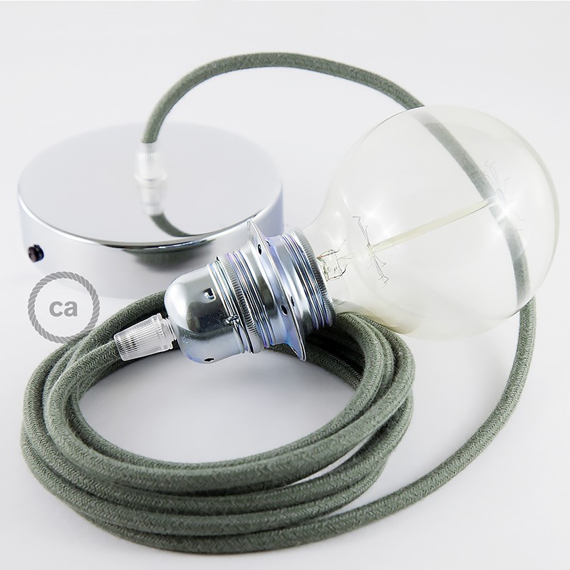 Pendel para pantalla, lámpara colgante cable textil Gris Verde en Algodón RC63