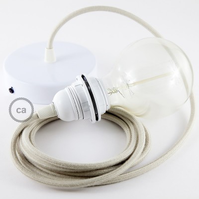 Pendel para pantalla, lámpara colgante cable textil Gris pardo en Algodón RC43