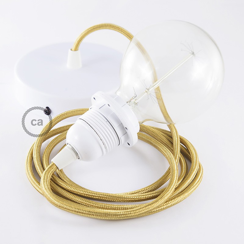 Pendel para pantalla, lámpara colgante cable textil Dorado en tejido Efecto Seda RM05