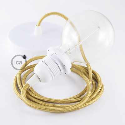 Pendel para pantalla, lámpara colgante cable textil Dorado en tejido Efecto Seda RM05