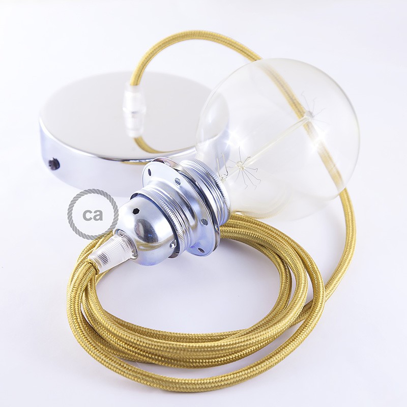 Pendel para pantalla, lámpara colgante cable textil Dorado en tejido Efecto Seda RM05