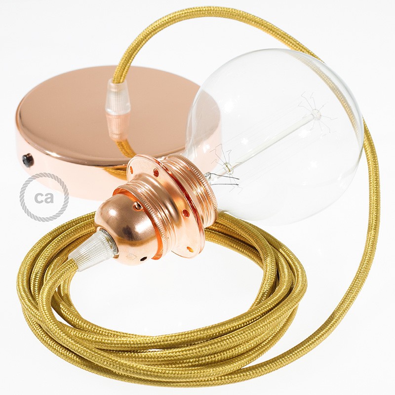 Pendel para pantalla, lámpara colgante cable textil Dorado en tejido Efecto Seda RM05
