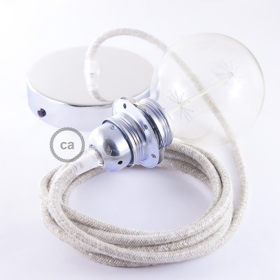 Pendel para pantalla, lámpara colgante cable textil Neutro en Lino Natural RN01