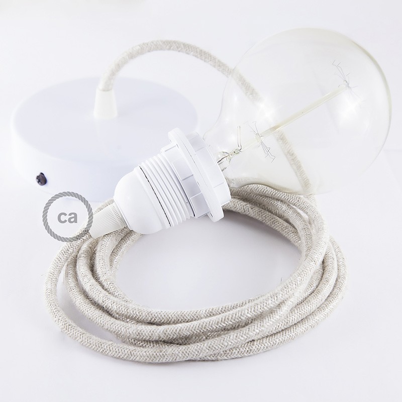 Pendel para pantalla, lámpara colgante cable textil Neutro en Lino Natural RN01