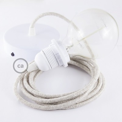 Pendel para pantalla, lámpara colgante cable textil Neutro en Lino Natural RN01