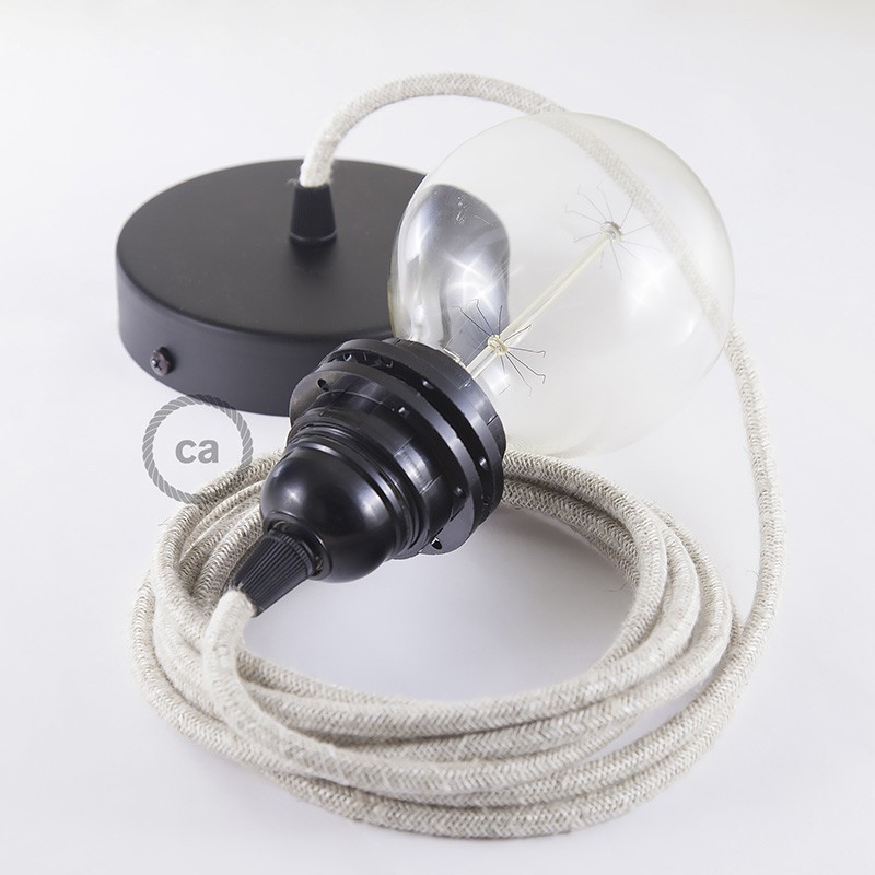 Pendel para pantalla, lámpara colgante cable textil Neutro en Lino Natural RN01