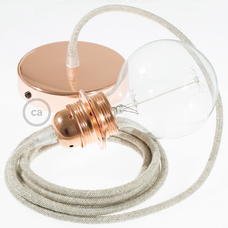 Pendel para pantalla, lámpara colgante cable textil Neutro en Lino Natural RN01