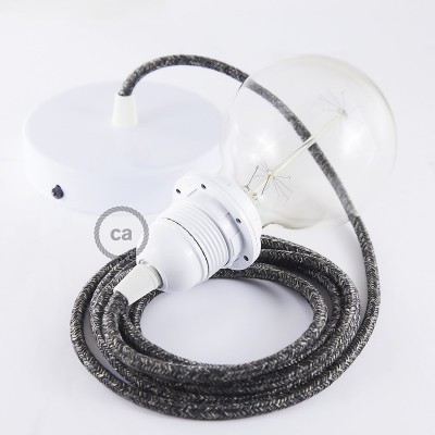 Pendel para pantalla, lámpara colgante cable textil Antracita en Lino Natural RN03