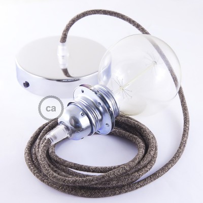 Pendel para pantalla, lámpara colgante cable textil Marrón en Lino Natural RN04