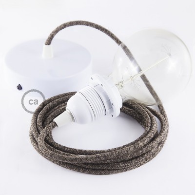 Pendel para pantalla, lámpara colgante cable textil Marrón en Lino Natural RN04