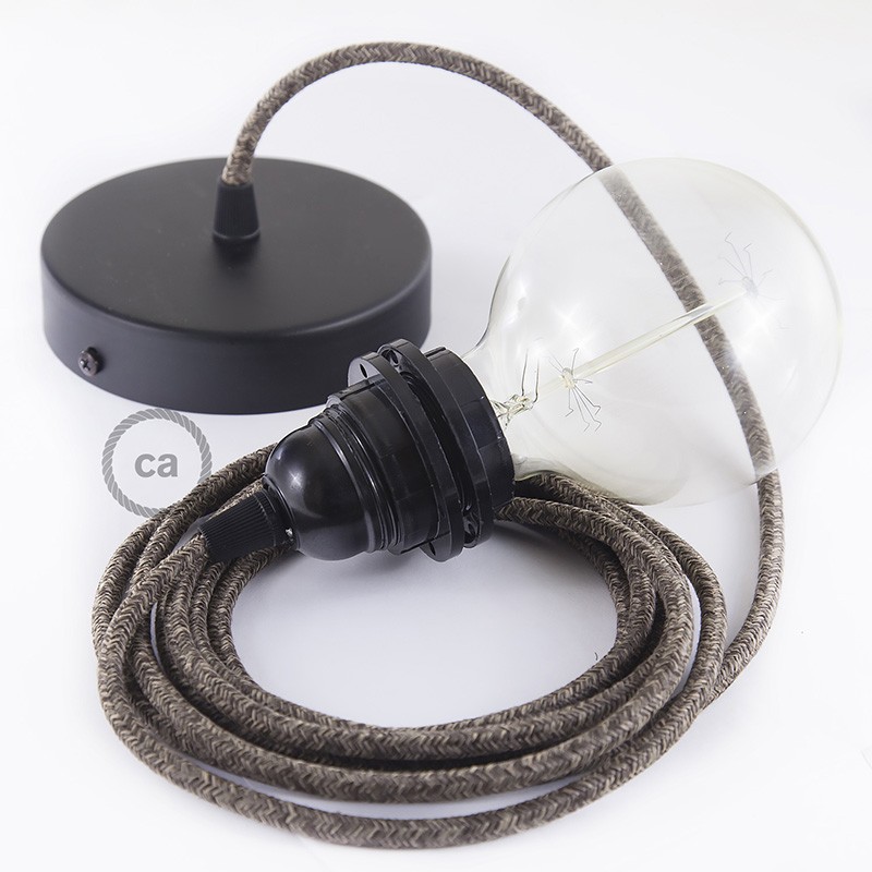 Pendel para pantalla, lámpara colgante cable textil Marrón en Lino Natural RN04